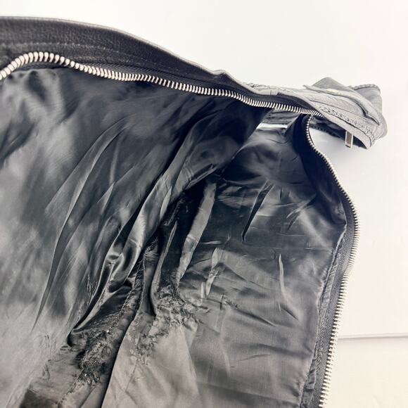 Black Leather side zip/snap motorcycle chaps Women's L Adj. Silver Buckle Waist - Picture 11 of 13